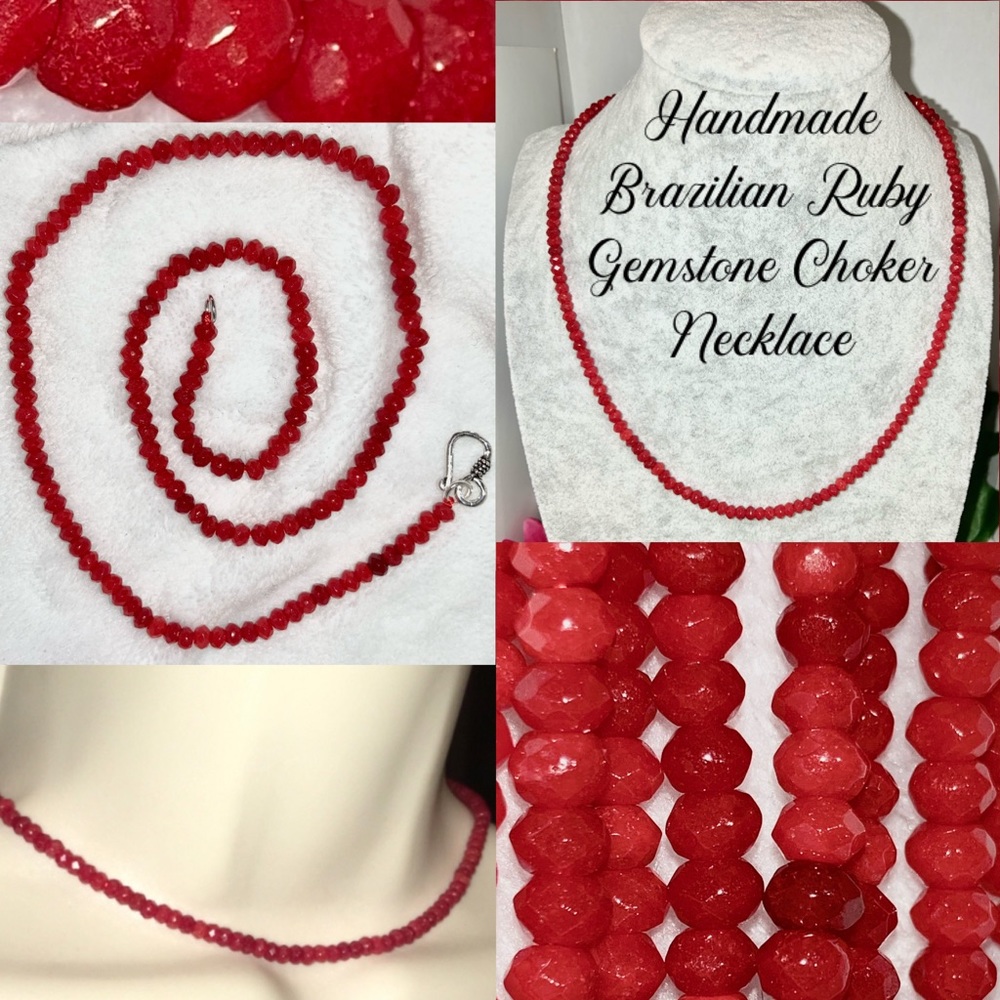 Enticing Brazilian Ruby Gemstone Handmade Choker Necklace